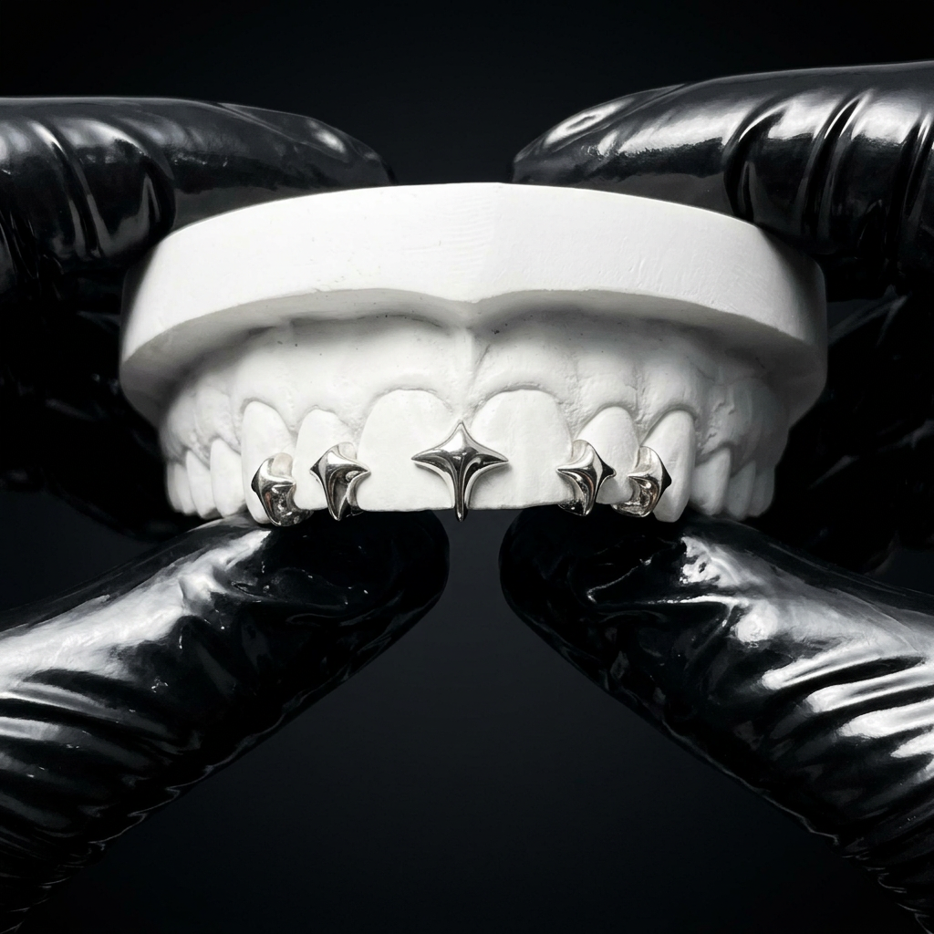 Silver star grillz