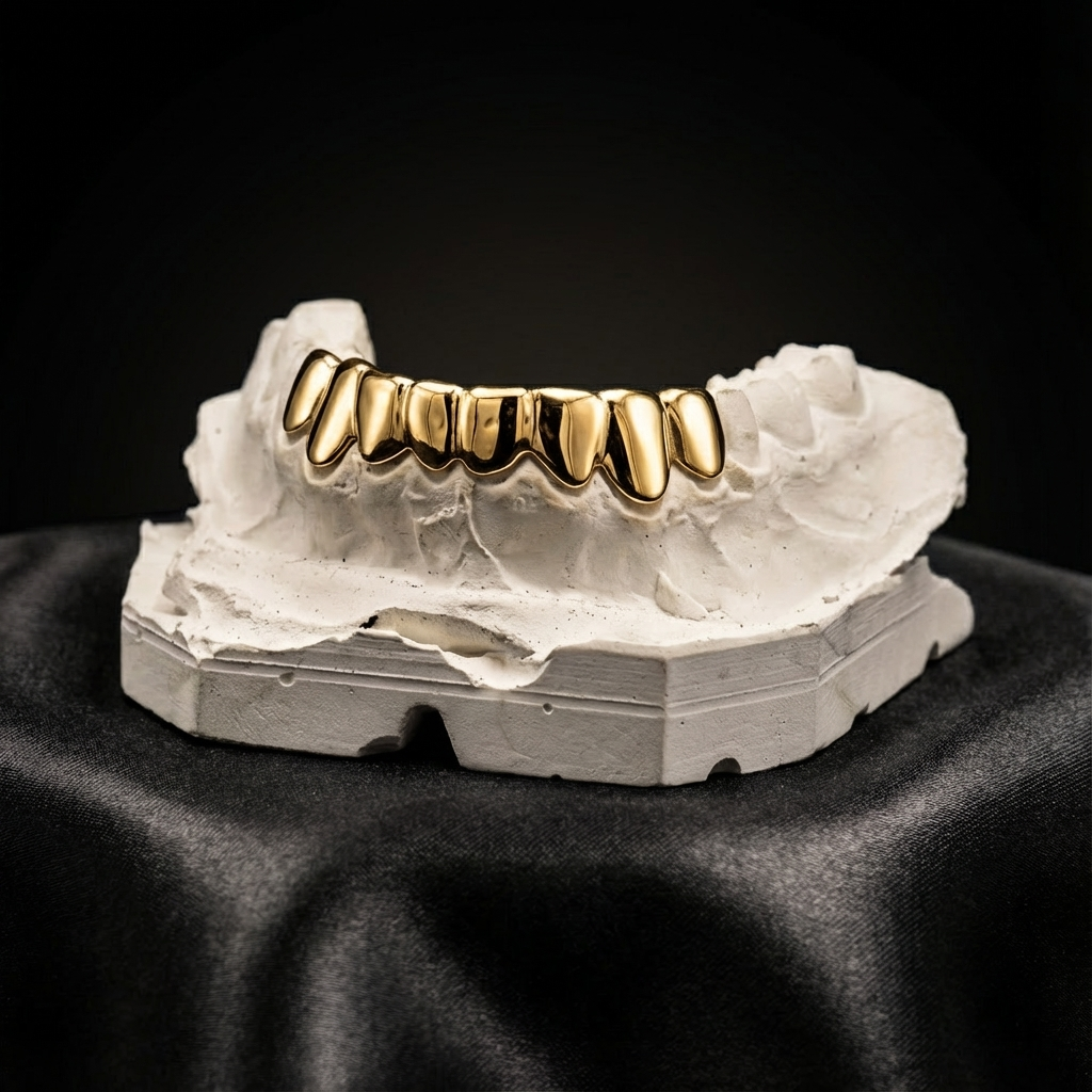 Full yellow gold grillz bottom set 10 teeth