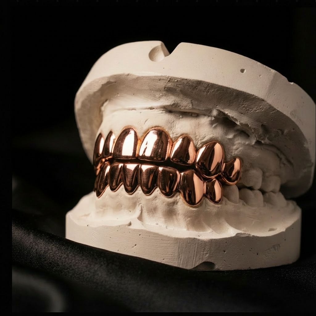 Grillz rose gold full set top and bottom
