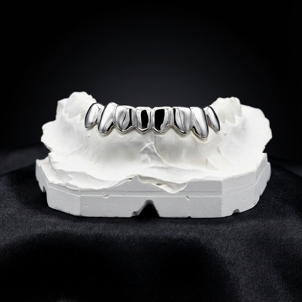 Silver Grillz full set on bottom jaw