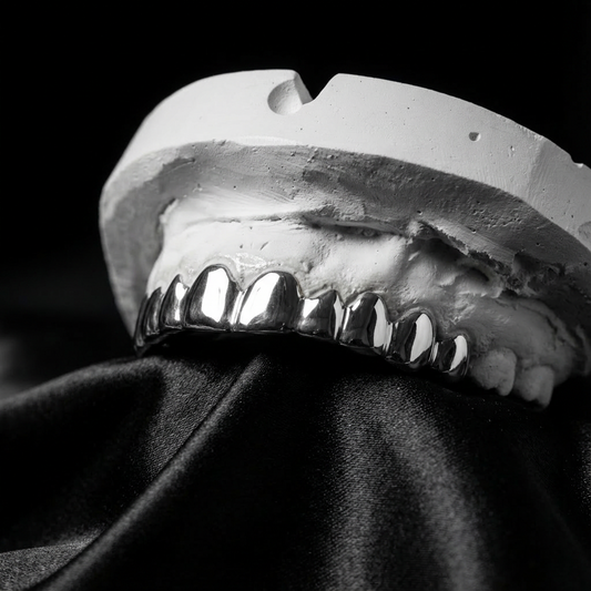 Silver grillz full set on top 10 teeth