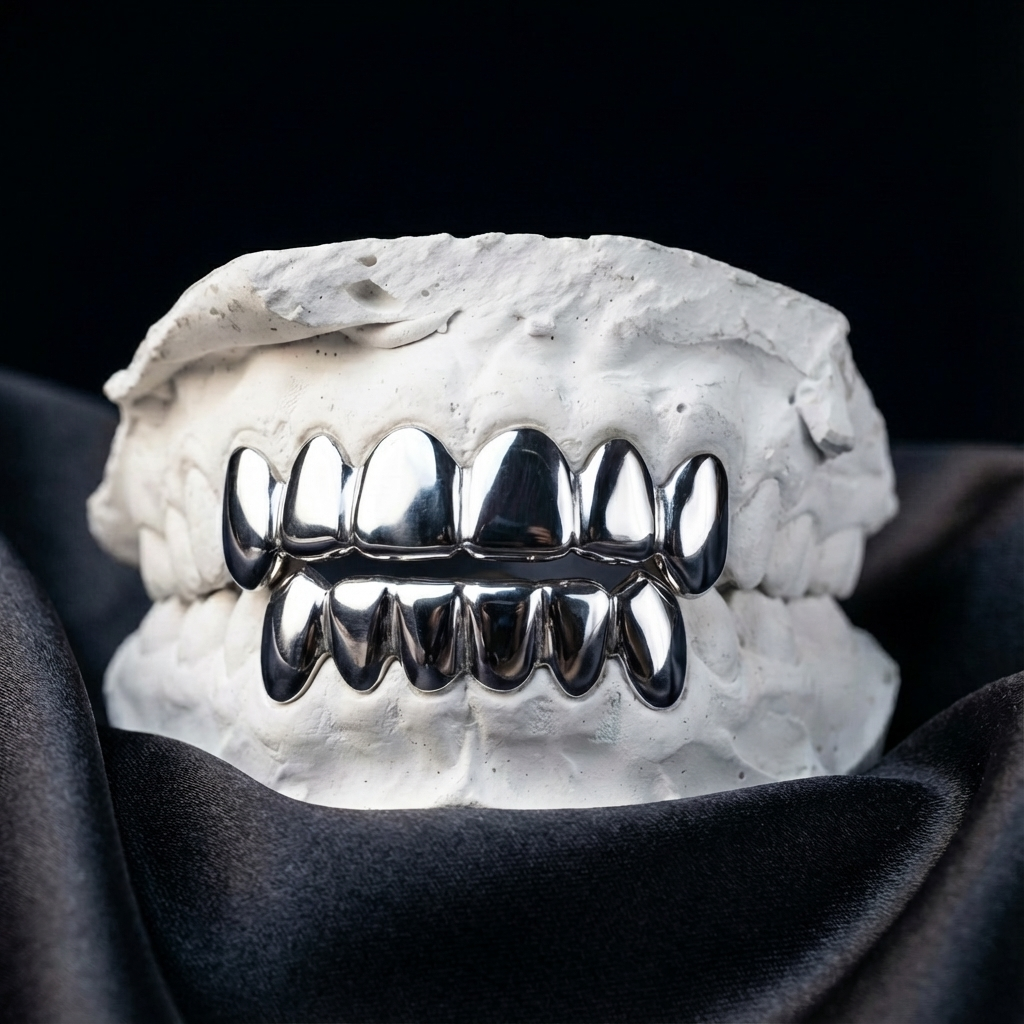 Silver grillz full set top and bottom teeth
